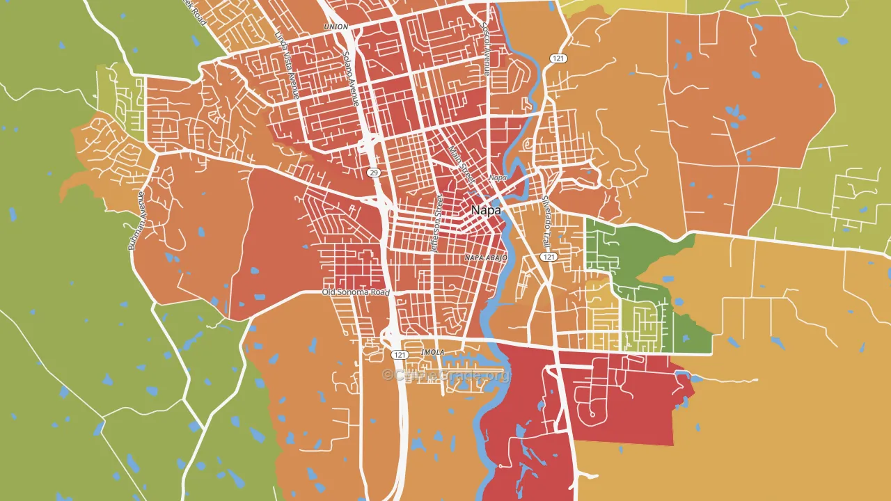 Central Napa, Napa, CA Map of Vandalism Rates
