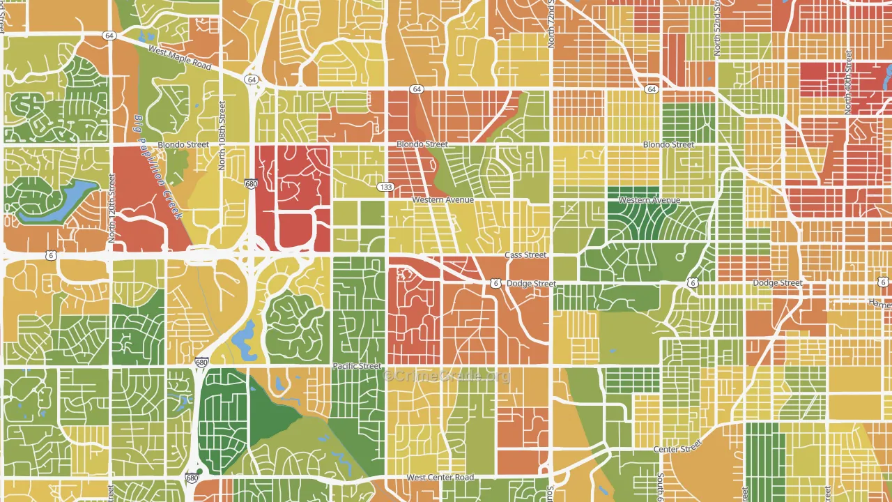 Central Omaha, Omaha, NE Map of Vandalism Rates