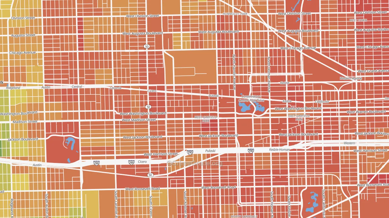 Central Park, Chicago, IL Map of Vandalism Rates