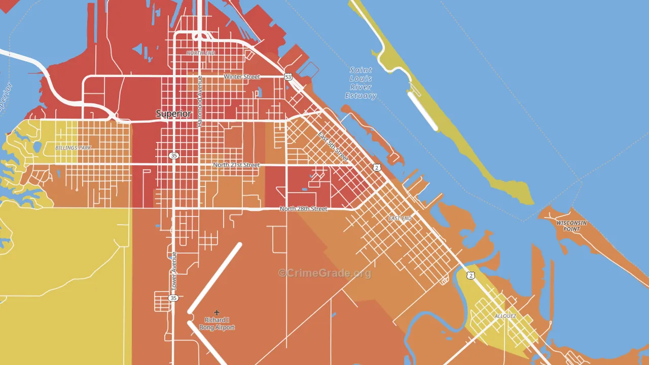 Central Park, Superior, WI Map of Vandalism Rates