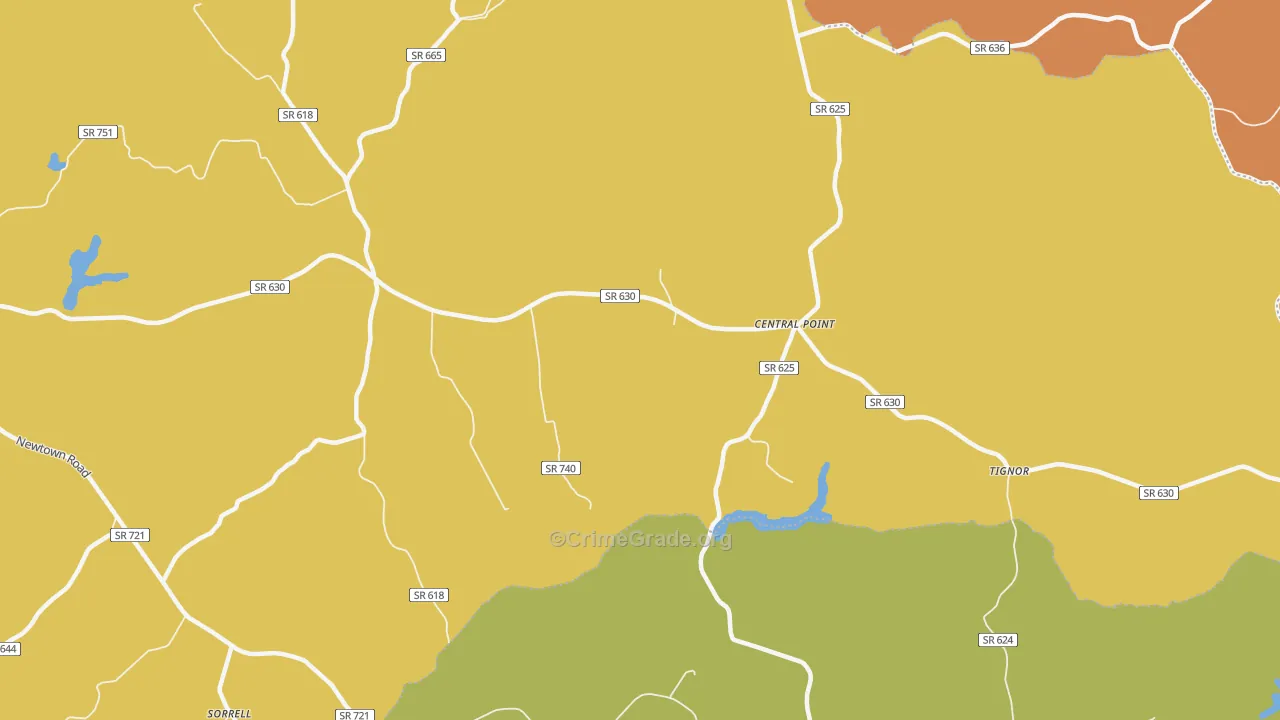 Central Point, VA Map of Vandalism Rates