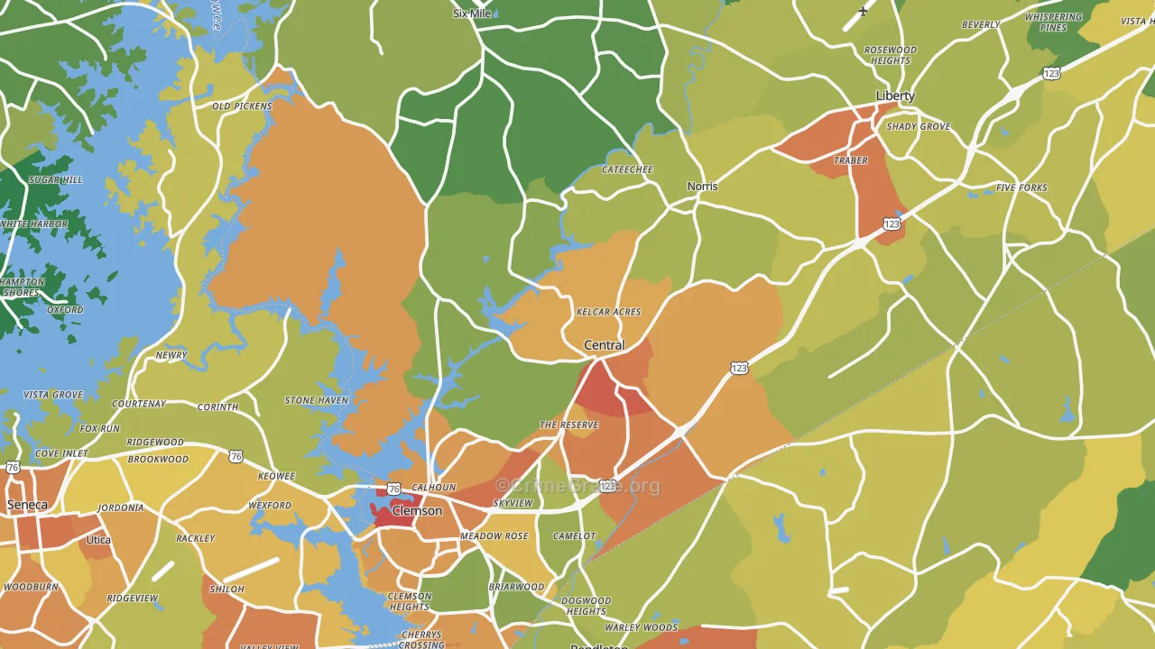 Central, SC Map of Vandalism Rates