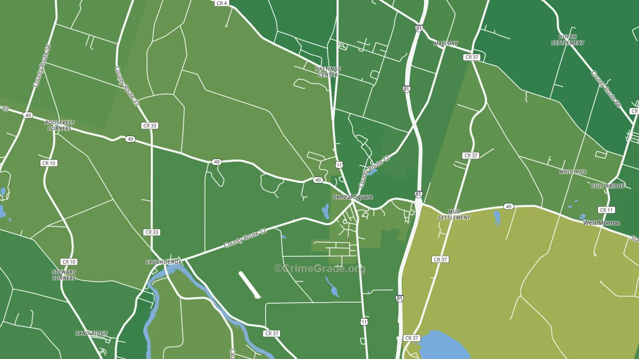Central Square, NY Map of Vandalism Rates