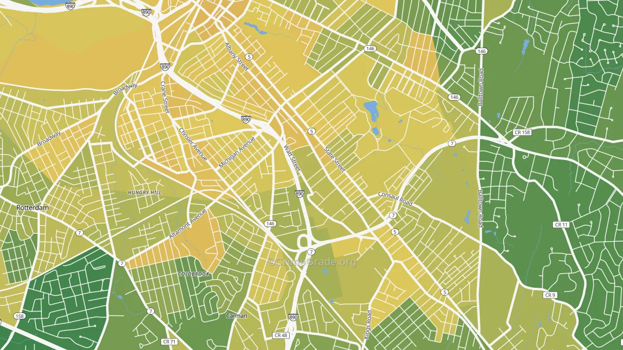 Central State, Schenectady, NY Map of Vandalism Rates