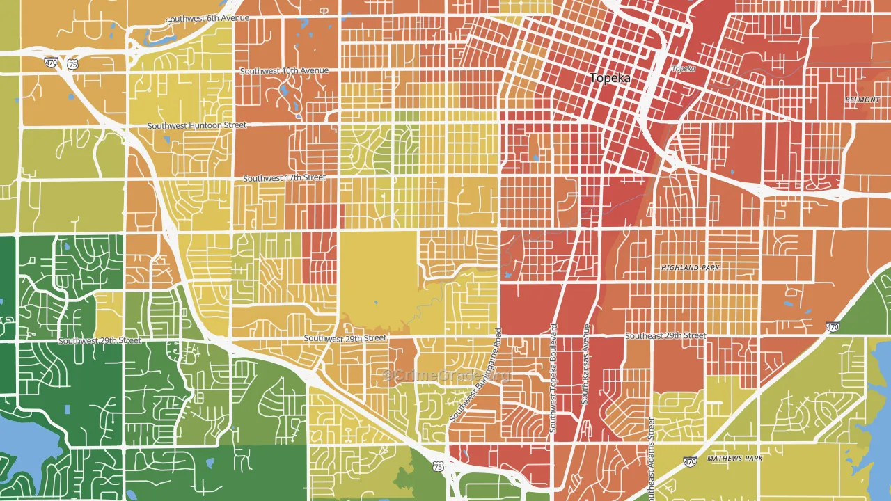 Central Topeka 2, Topeka, KS Map of Vandalism Rates