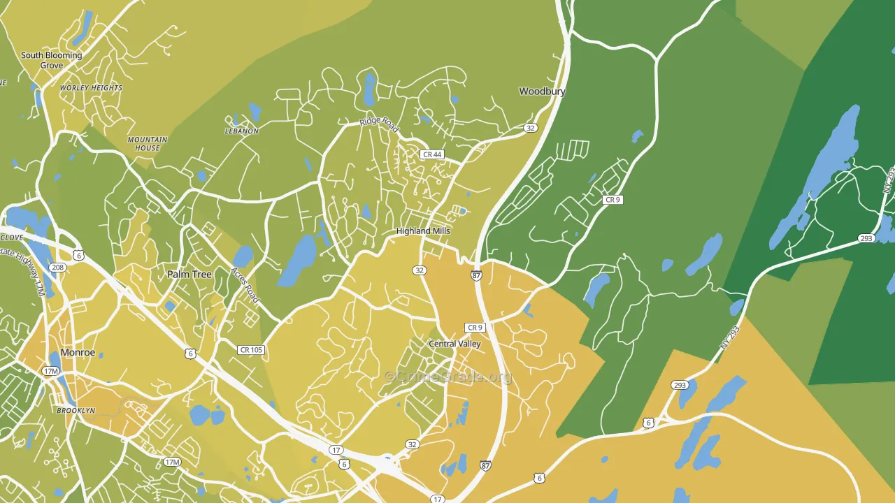 Central Valley, NY Map of Vandalism Rates