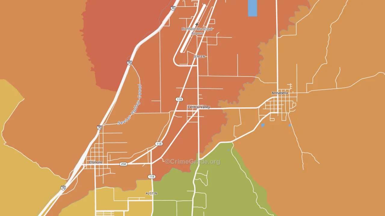 Central Valley, UT Map of Vandalism Rates
