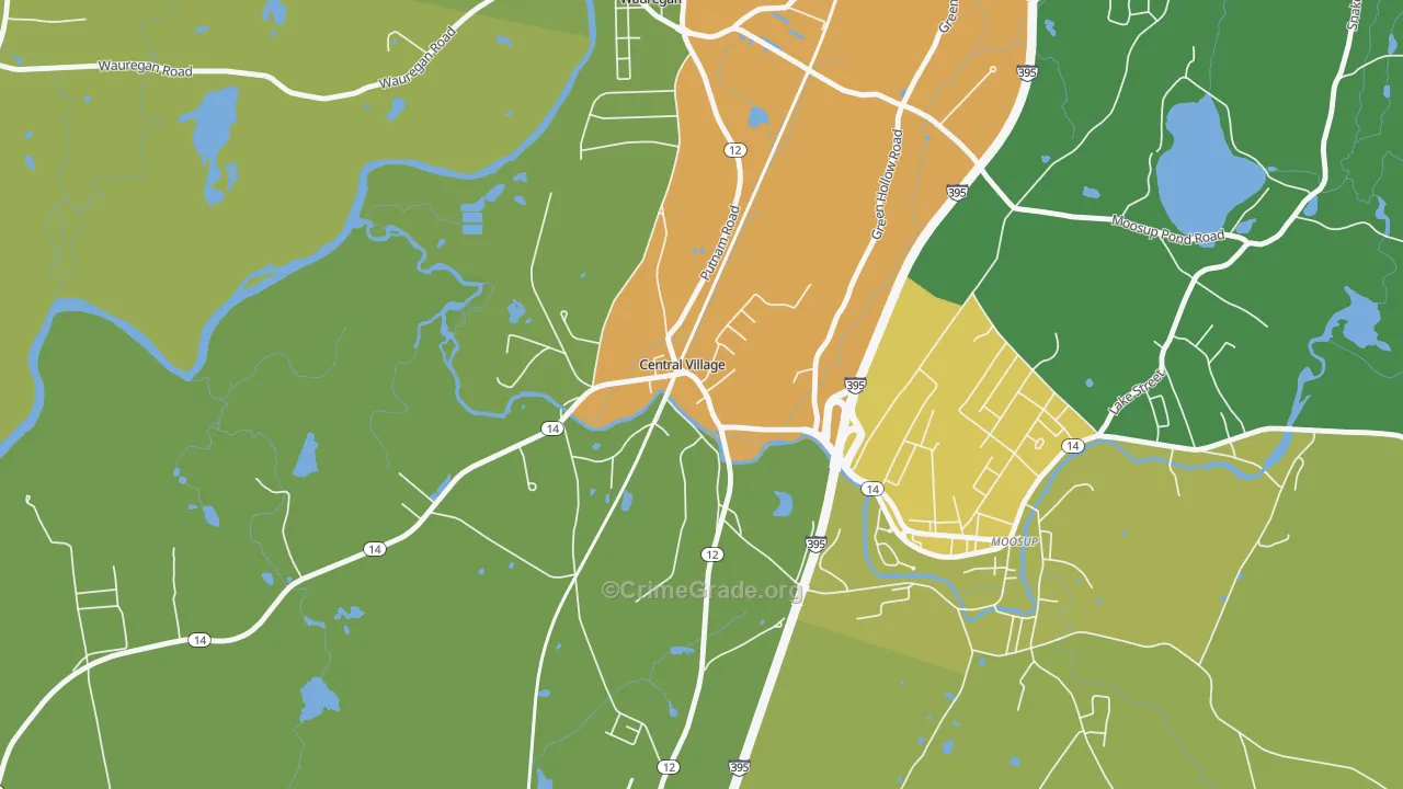 Central Village, CT Map of Vandalism Rates