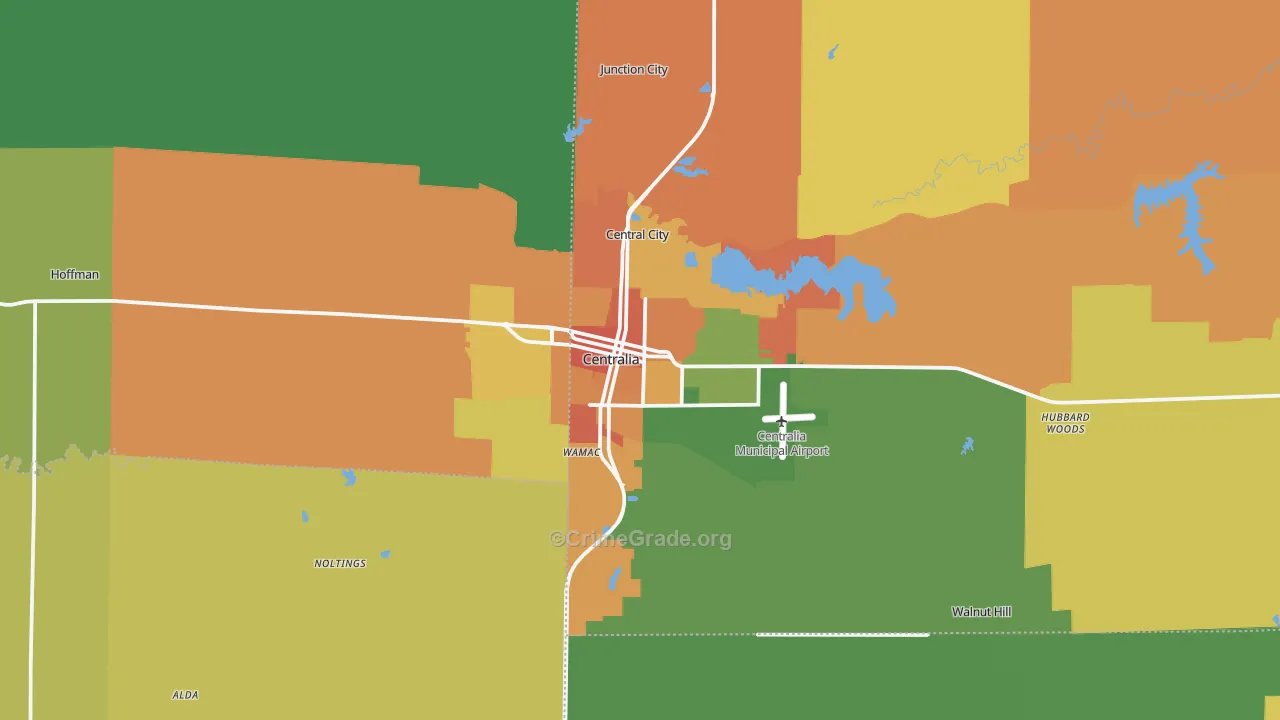 Centralia, IL Map of Vandalism Rates