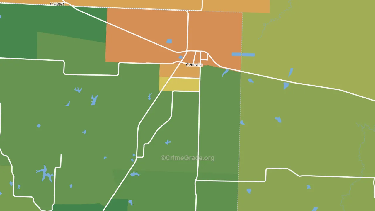 Centralia, MO Map of Vandalism Rates
