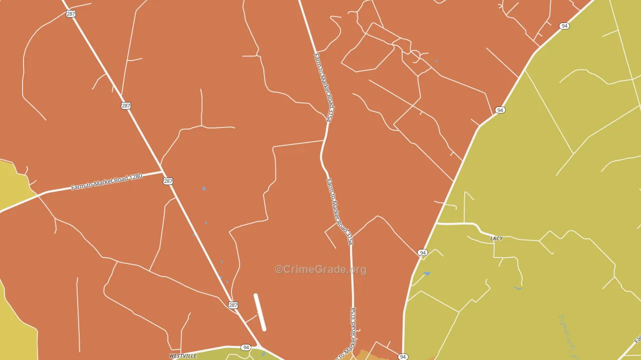 Centralia, TX Map of Vandalism Rates