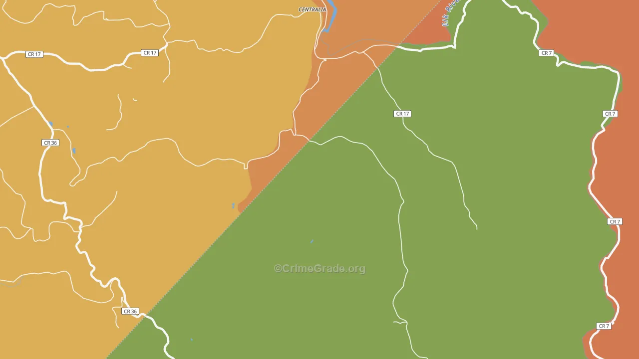 Centralia, WV Map of Vandalism Rates