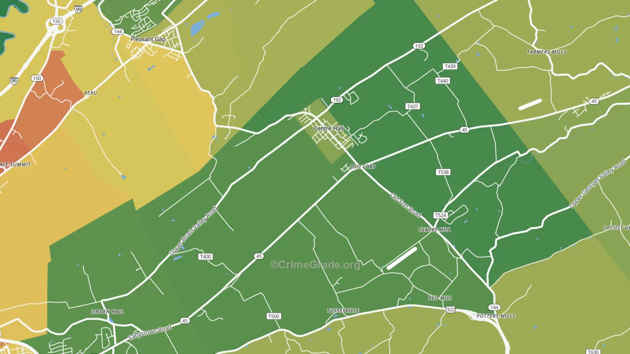 Centre Hall, PA Map of Vandalism Rates