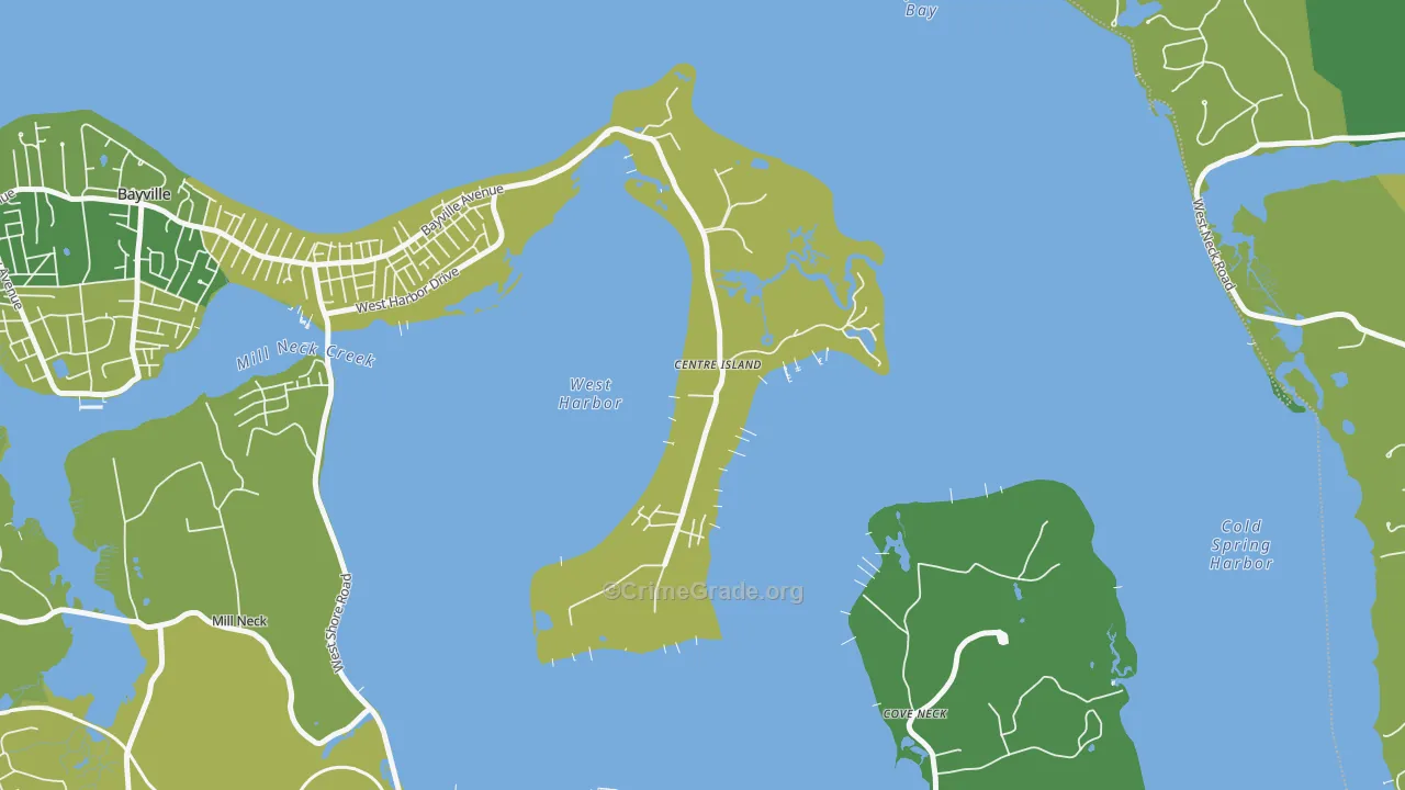 Centre Island, NY Map of Vandalism Rates