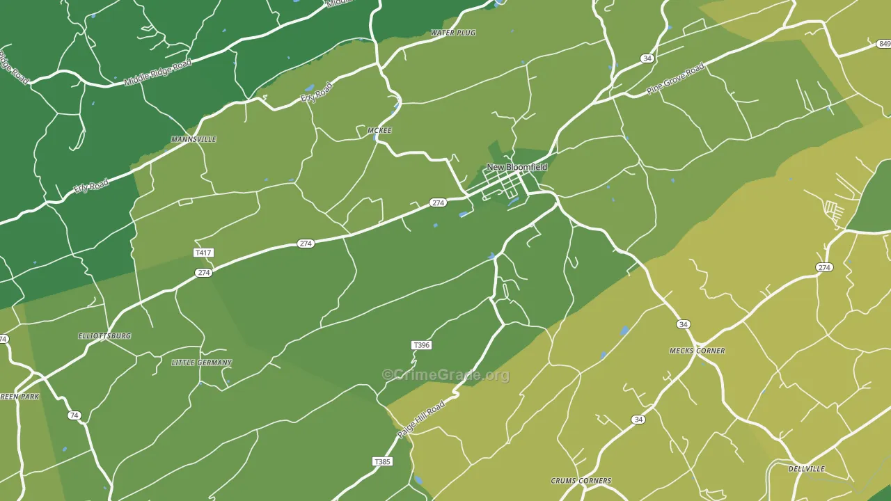 Centre, PA Map of Vandalism Rates