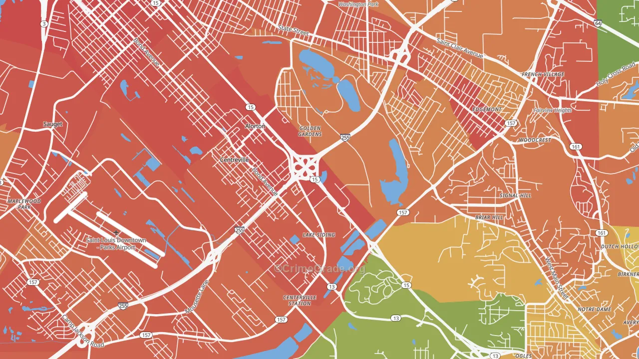 Centreville, IL Map of Vandalism Rates