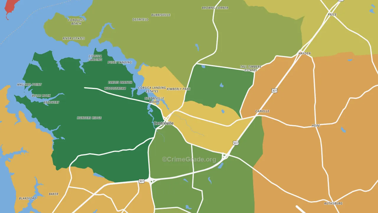 Centreville, MD Map of Vandalism Rates