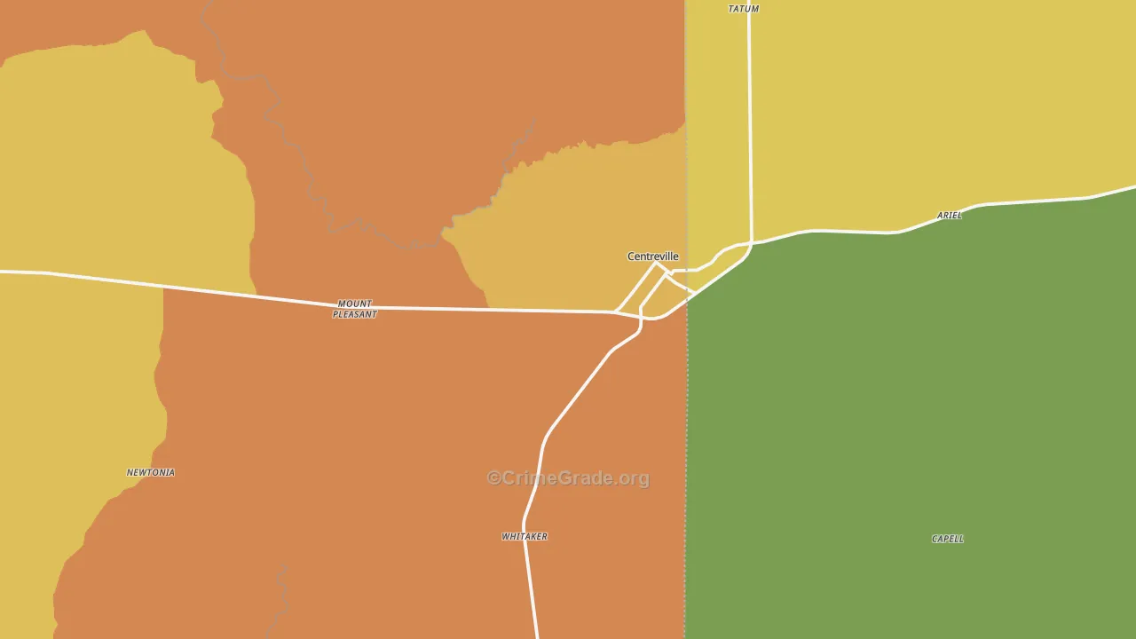 Centreville, MS Map of Vandalism Rates