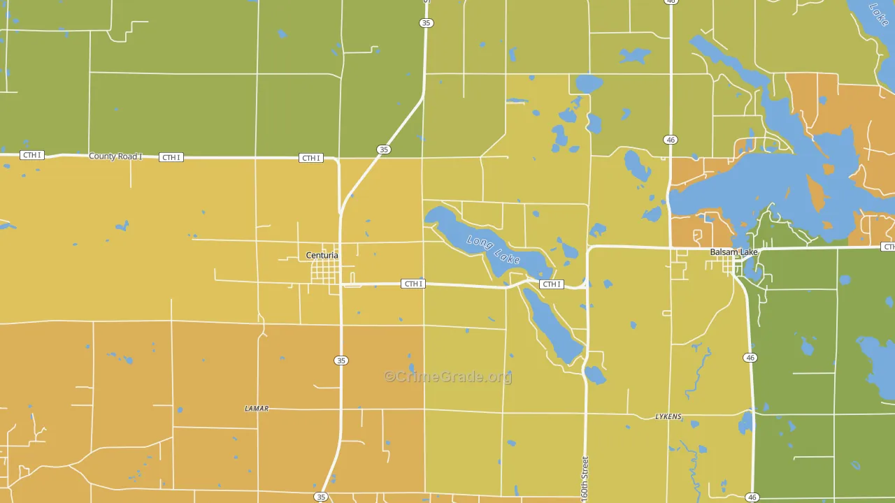 Centuria, WI Map of Vandalism Rates