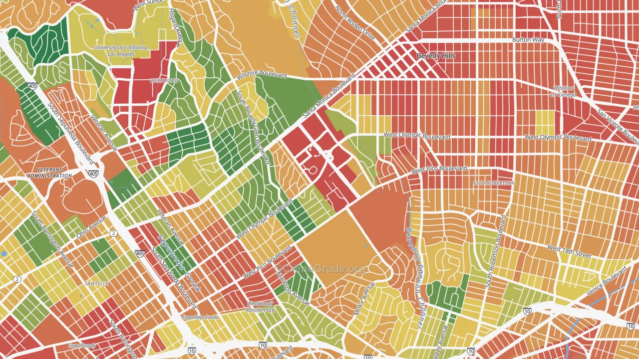 Century City, Los Angeles, CA Map of Vandalism Rates
