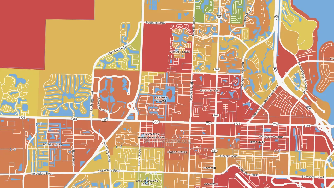 Century Village, West Palm Beach, FL Map of Vandalism Rates