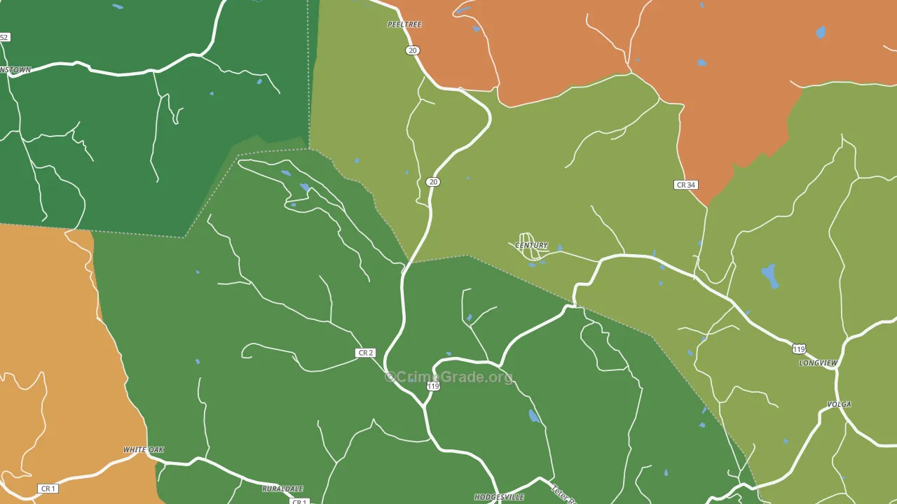 Century, WV Map of Vandalism Rates