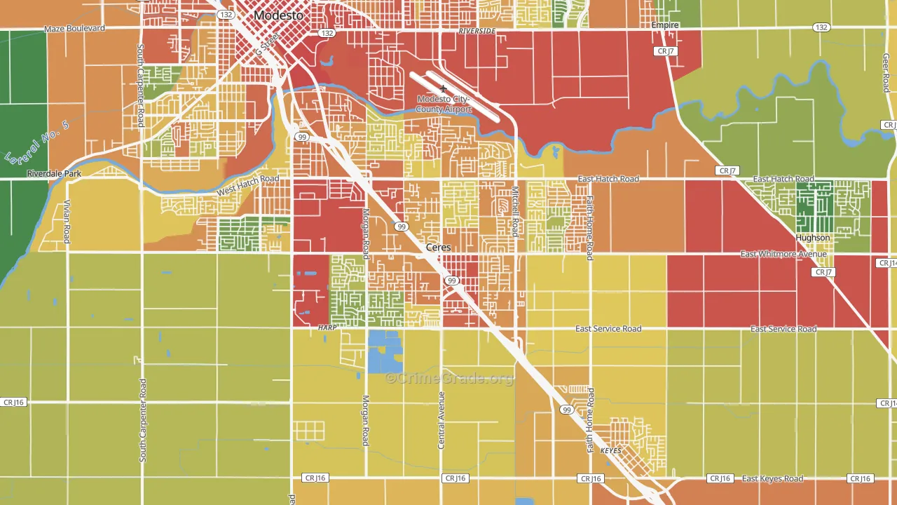Ceres, CA Map of Vandalism Rates