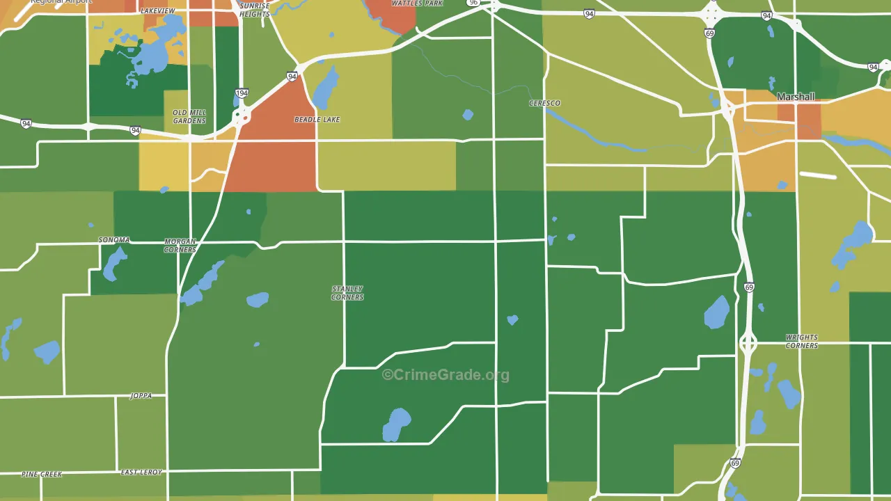 Ceresco, MI Map of Vandalism Rates