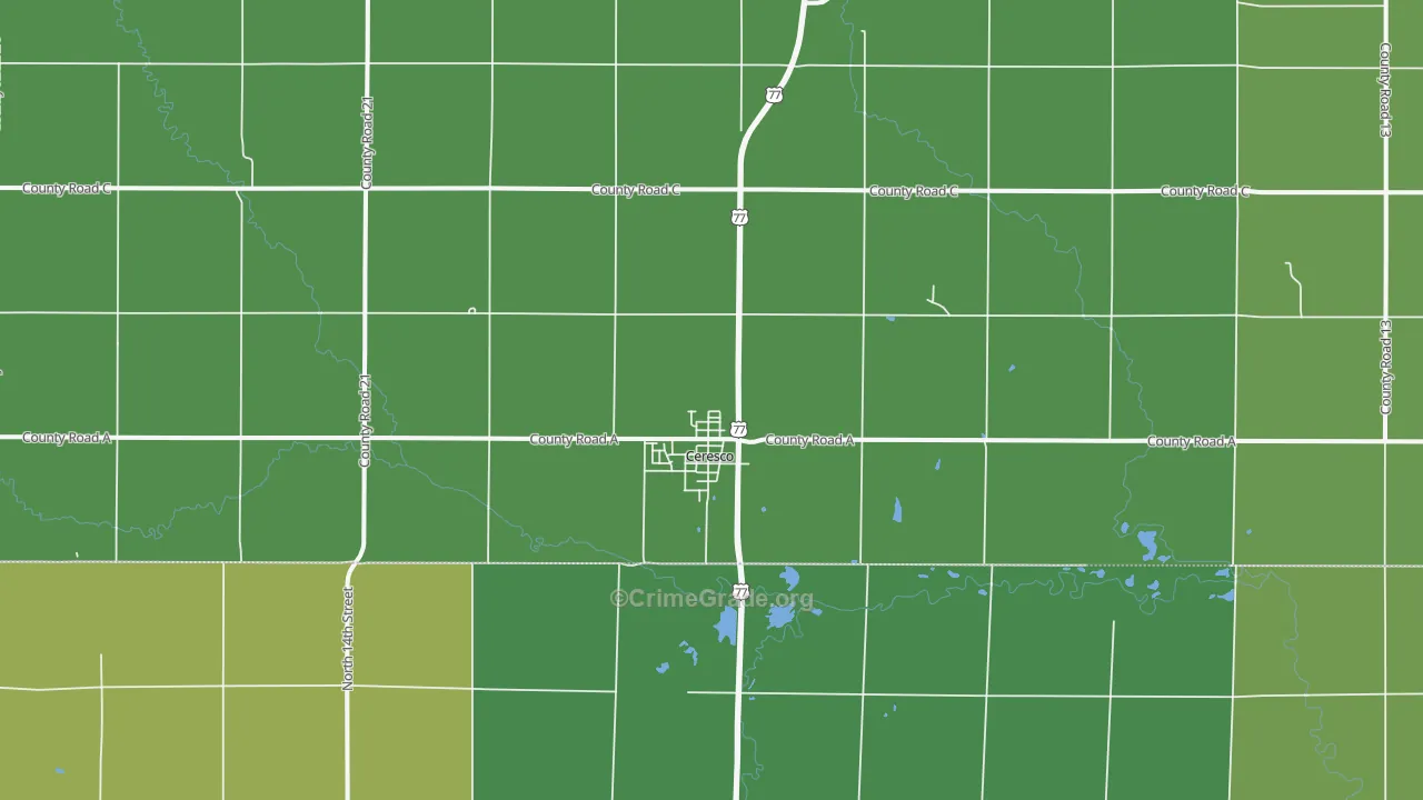 Ceresco, NE Map of Vandalism Rates