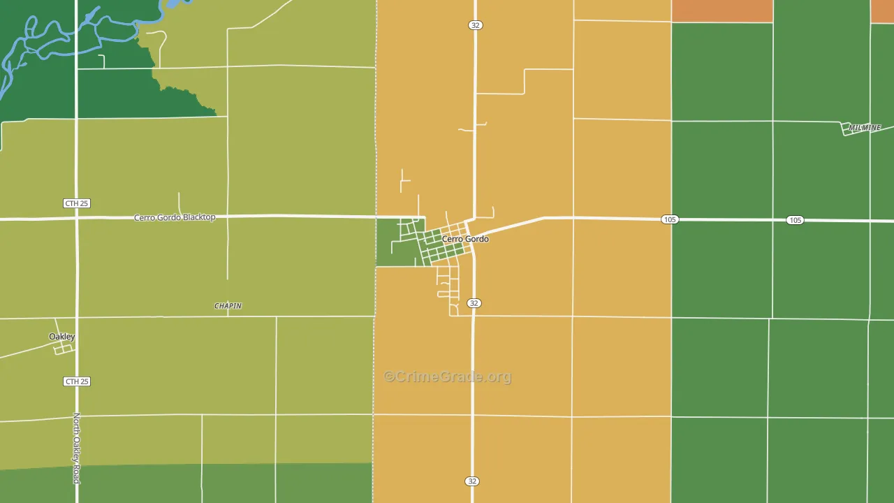 Cerro Gordo, IL Map of Vandalism Rates