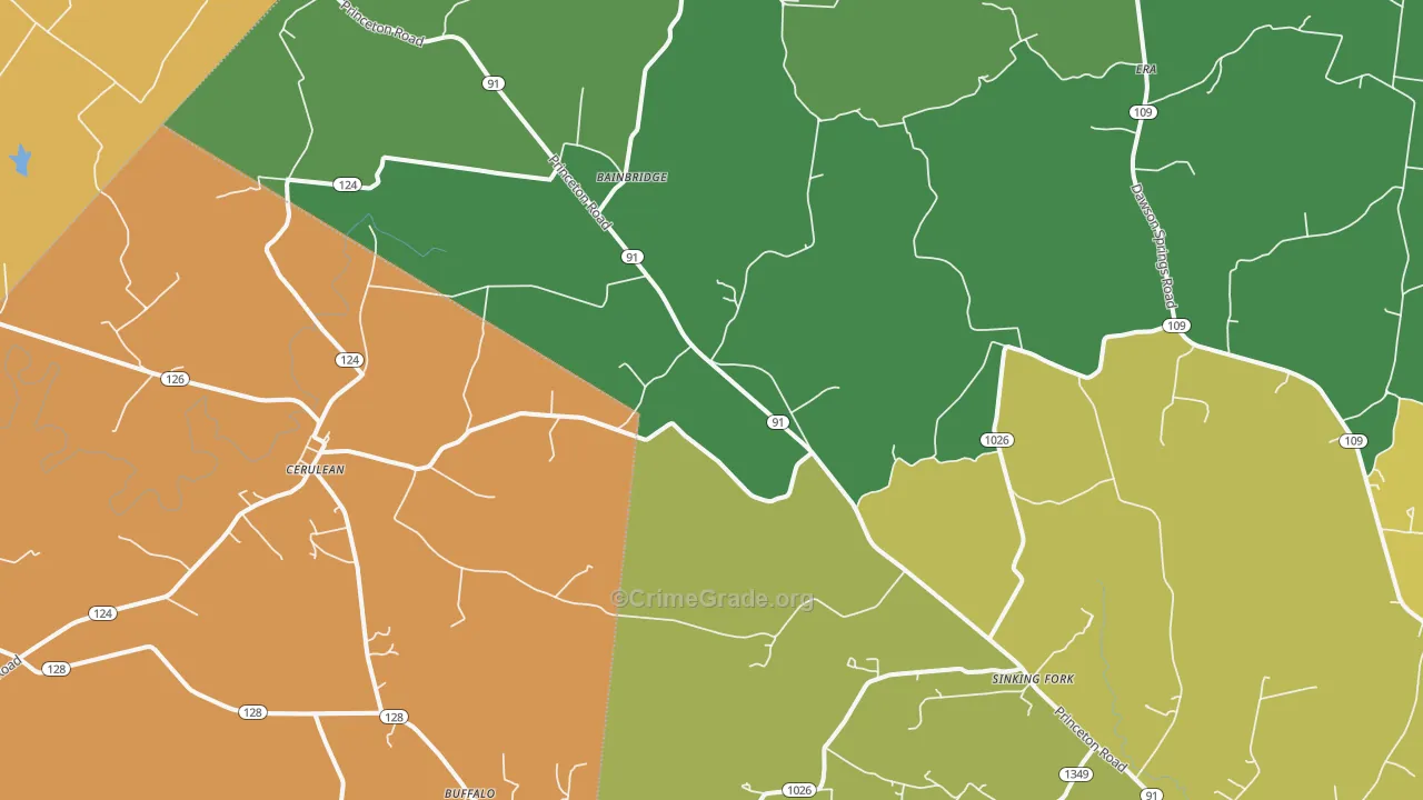 Cerulean, KY Map of Vandalism Rates
