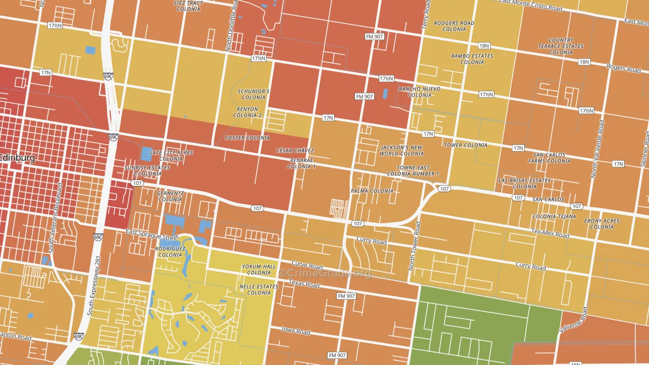 Cesar Chavez, TX Map of Vandalism Rates