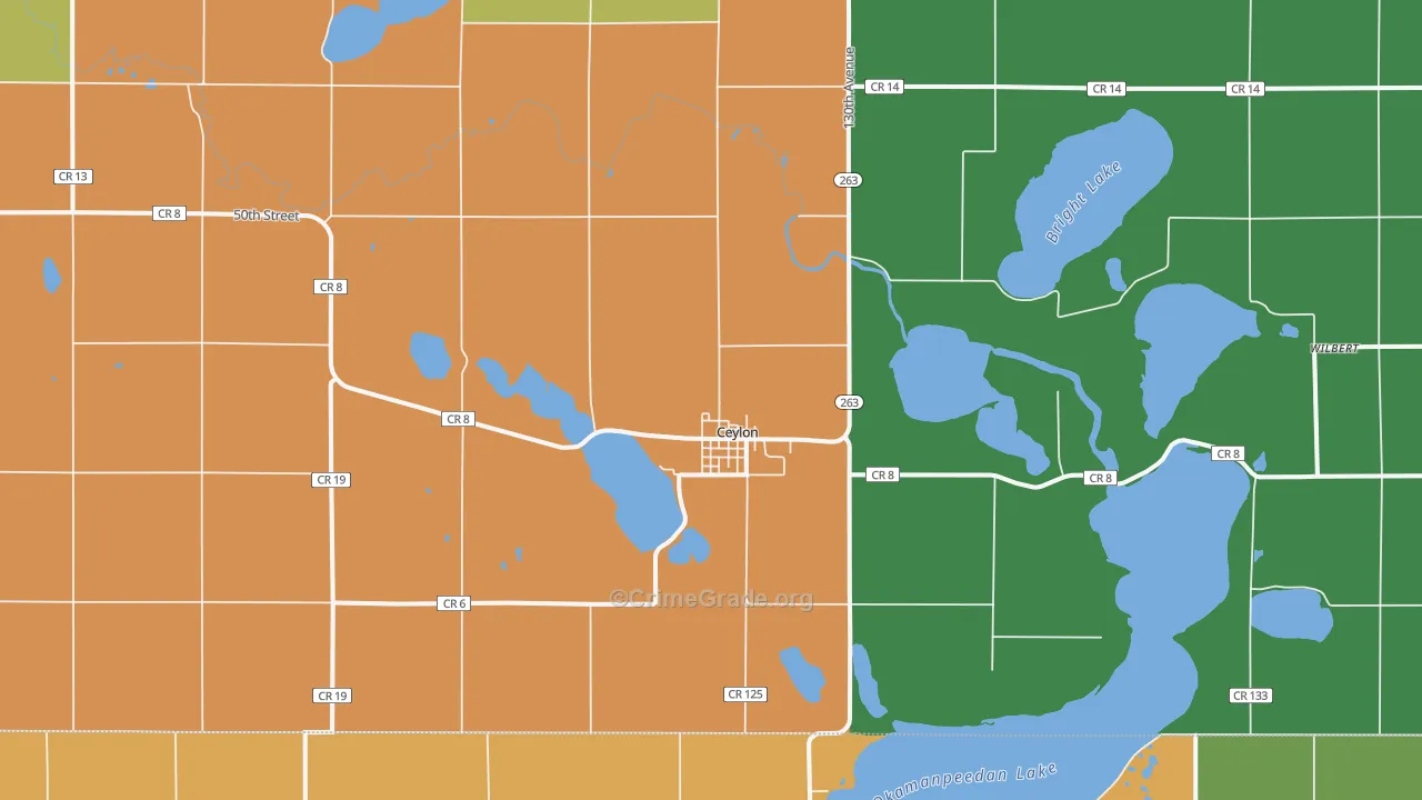 Ceylon, MN Map of Vandalism Rates