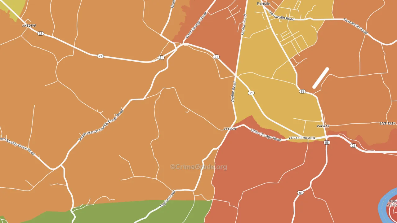 Ceylon, PA Map of Vandalism Rates