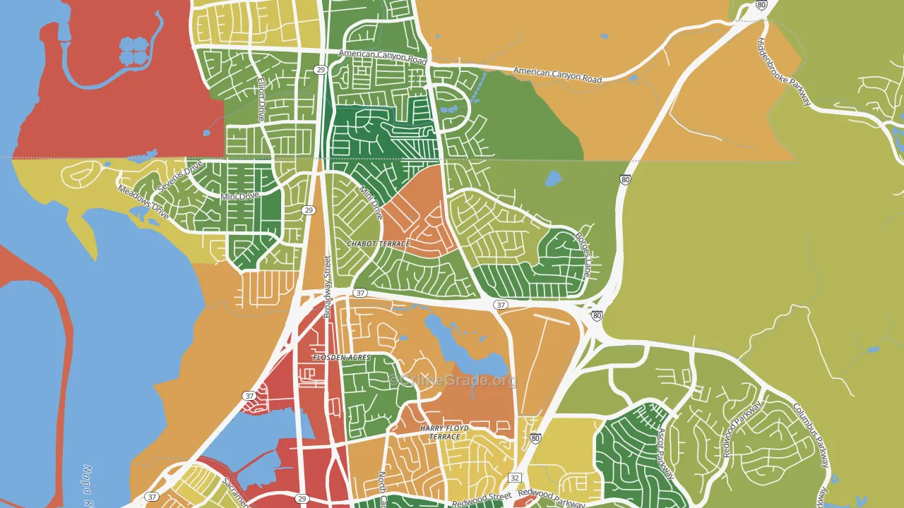 Chabot Terrace, Vallejo, CA Map of Vandalism Rates