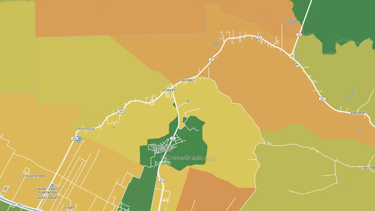 Chackbay, LA Map of Vandalism Rates