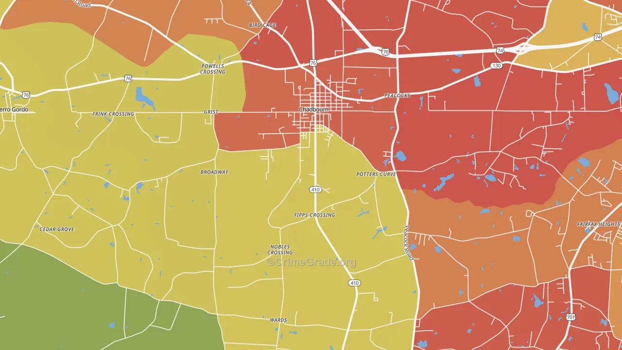 Chadbourn, NC Map of Vandalism Rates