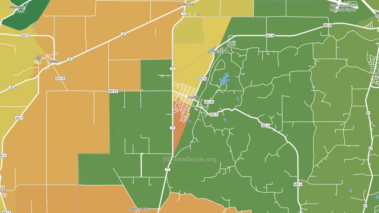 Chaffee, MO Map of Vandalism Rates