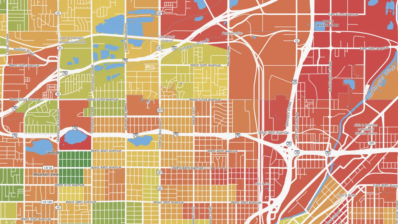 Chaffee Park, Denver, CO Map of Vandalism Rates