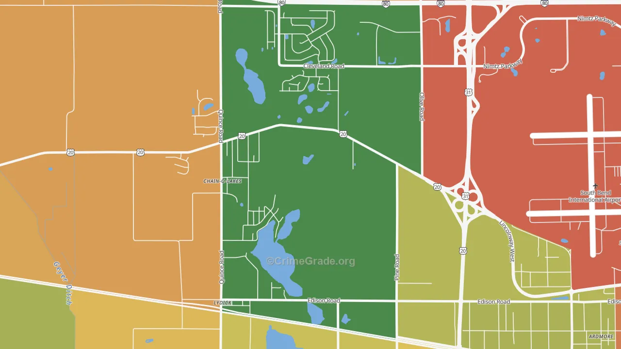 Chain-O-Lakes, IN Map of Vandalism Rates