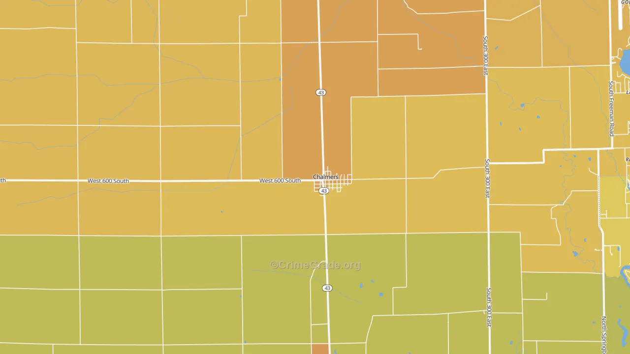 Chalmers, IN Map of Vandalism Rates
