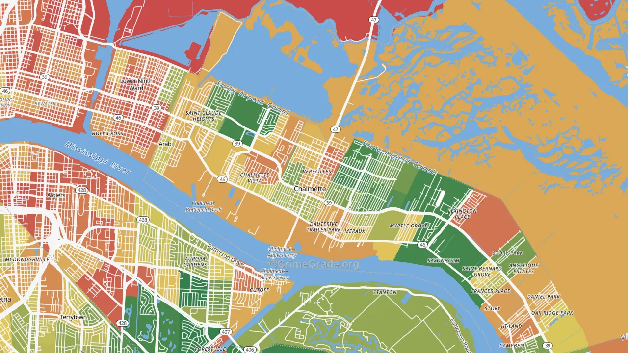 Chalmette, LA Map of Vandalism Rates