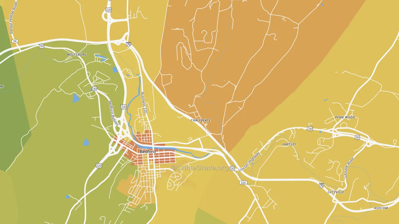 Chalybeate, PA Map of Vandalism Rates