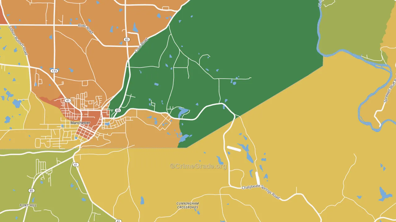 Chalybeate Springs, GA Map of Vandalism Rates