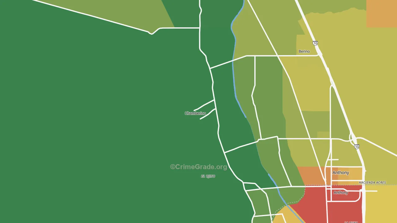 Chamberino, NM Map of Vandalism Rates