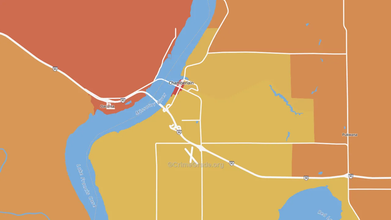 Chamberlain, SD Map of Vandalism Rates