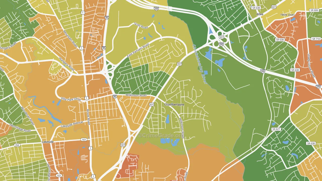 Chamberlayne, VA Map of Vandalism Rates