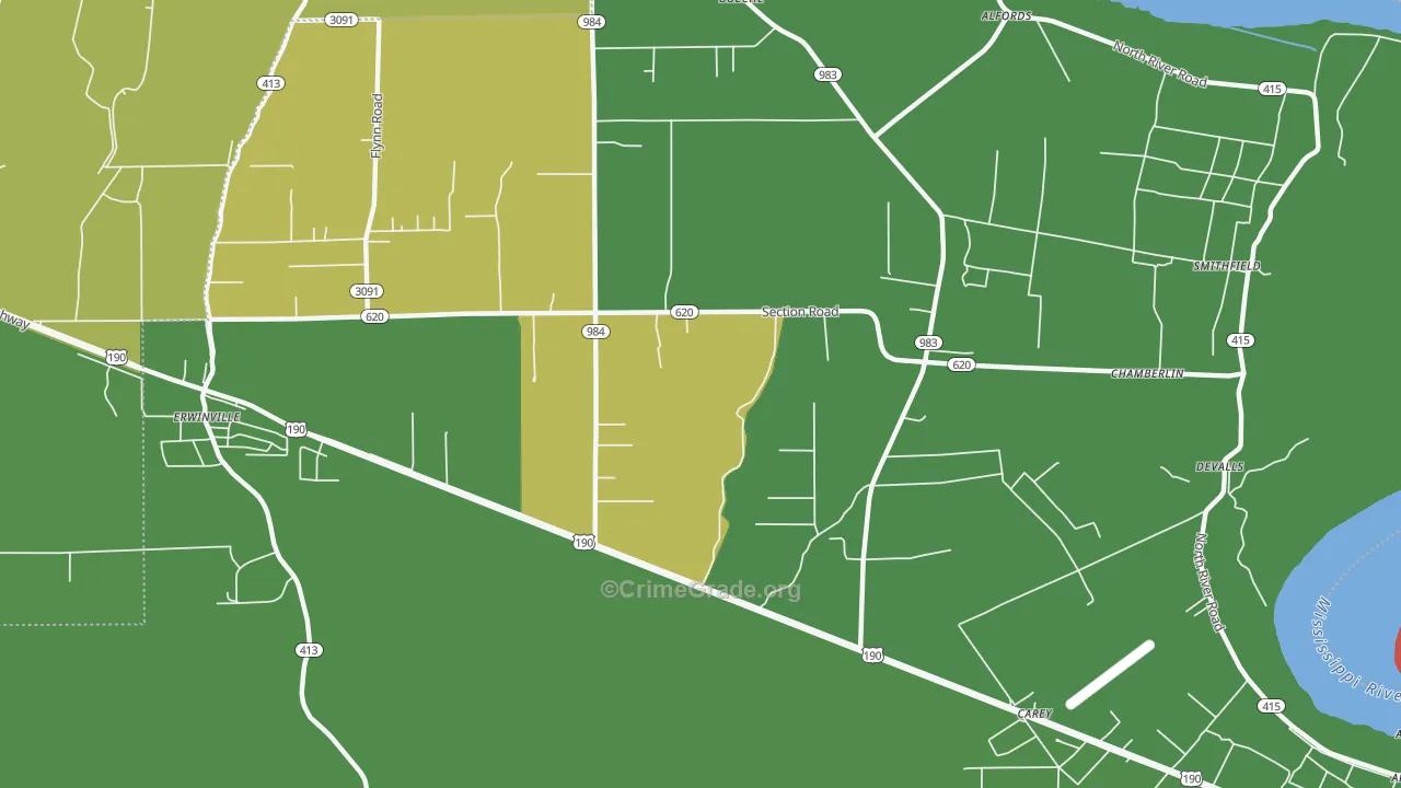 Chamberlin, LA Map of Vandalism Rates