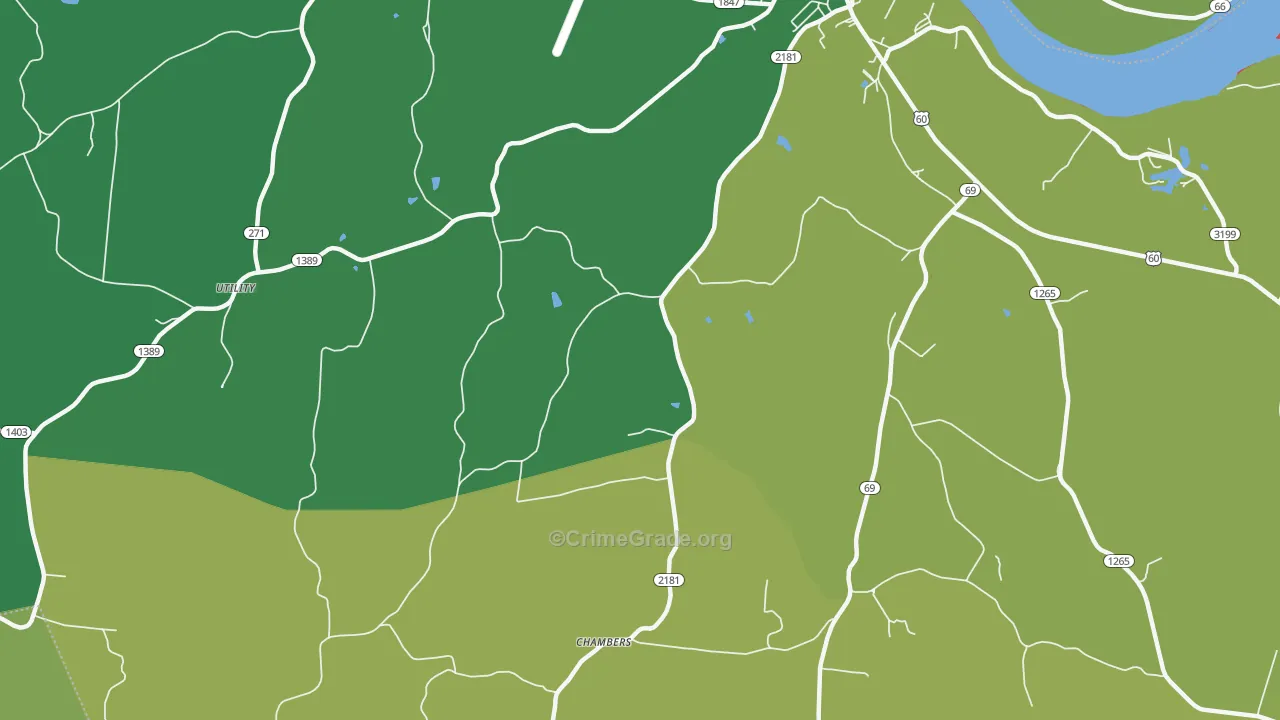 Chambers, KY Map of Vandalism Rates
