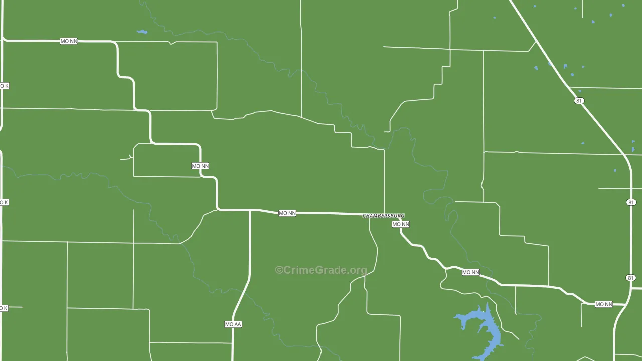 Chambersburg, MO Map of Vandalism Rates